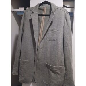 Faherty Inlet Knit Blazer Jacket Gray Button Front Patch Pockets Mens Size L